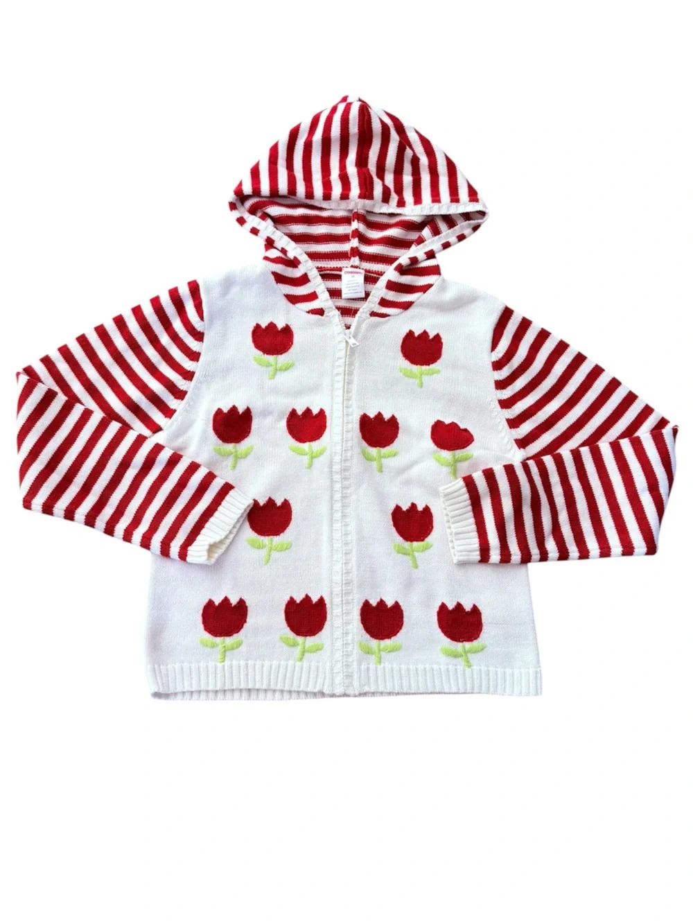 Gymboree girls size 10 white and red tulip zip up sweater